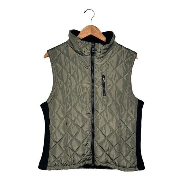 Chebella Jackets & Blazers - Chebella Quilted Vest Size Large Full Zip Pockets Olive Green Casual Winter